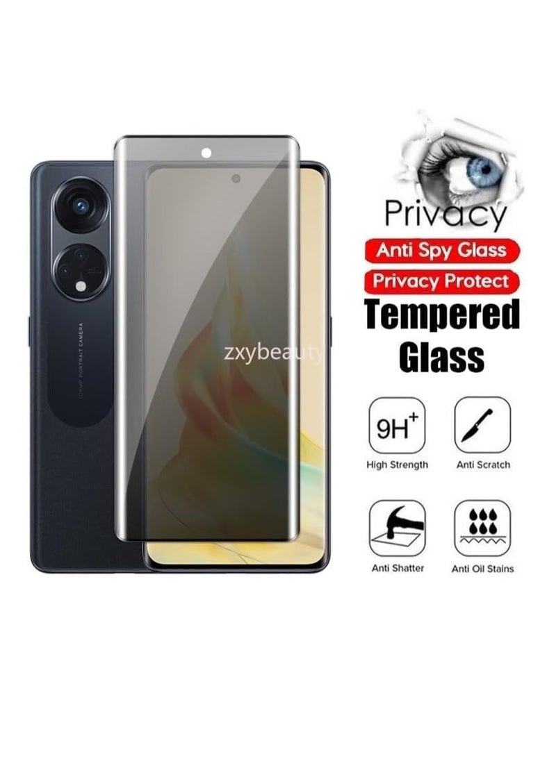 ماركة غير محددة - Privacy Screen Protector for OPPO Reno 8T 5G Glass Fingerprint Reader Support 3D Curved Anti-Spy Tempered Glass Screen Protector - Image 1