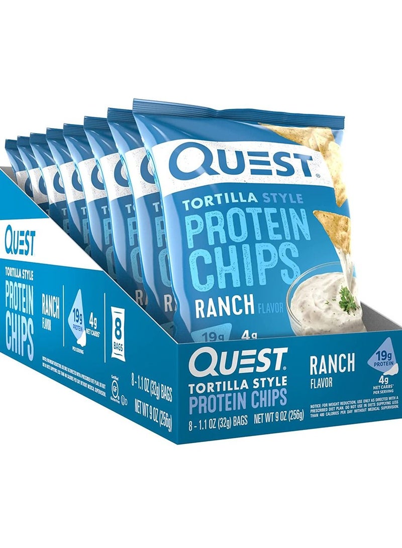 Quest Tortilla Style Protein Chips, Quest, Ranch Flavor, 8 Bags - Image 1