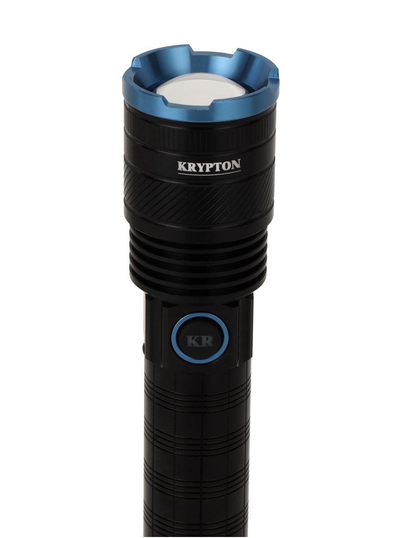 KRYPTON Krypton Zoomable LED Flashlight-KLFL5025 / 2000 Lumens Brightness, High Capacity 6000mAh Battery for Long Working Time, Aircraft Aluminum Alloy Body/ High Power Flashlight with Type C Charging for Camping, Hiking, Trekking Outdoors/ Black Color  - Image 2