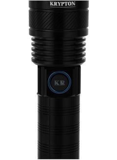 كريبتون مصباح يدوي LED قابل للتكبير من كريبتون - KLFL5025 / سطوع 2000 لومن، بطارية عالية السعة 6000 مللي أمبير في الساعة لوقت عمل طويل، هيكل من سبائك الألومنيوم للطائرات / مصباح يدوي عالي الطاقة مع شحن من النوع C للتخييم والمشي لمسافات طويلة والرحلات في الهواء الطلق / لون أسود  - Image 3