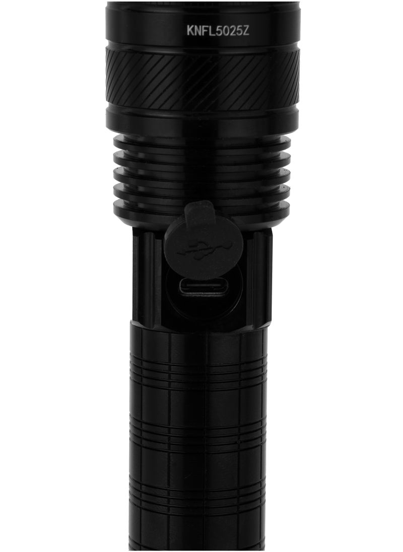 KRYPTON Krypton Zoomable LED Flashlight-KLFL5025 / 2000 Lumens Brightness, High Capacity 6000mAh Battery for Long Working Time, Aircraft Aluminum Alloy Body/ High Power Flashlight with Type C Charging for Camping, Hiking, Trekking Outdoors/ Black Color  - Image 5