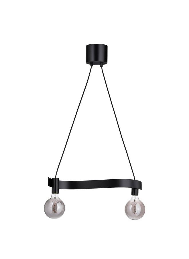Zaboon - Pendant lamp with light bulb, wave shaped black/globe grey clear glass - Image 1