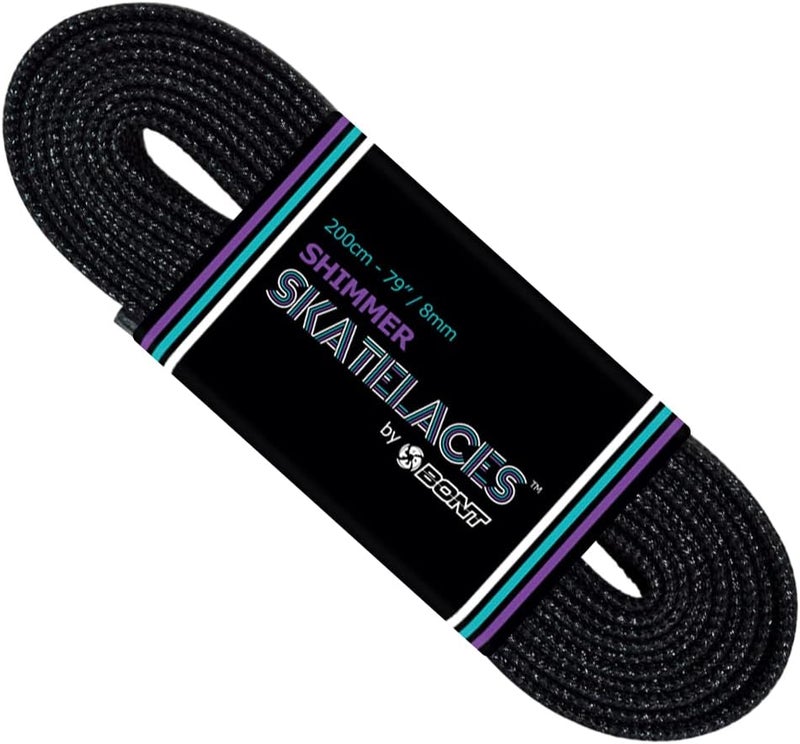 Bont Skates 8mm Shimmer Laces - 79" 96" 108" - Dynamite Black - Image 1