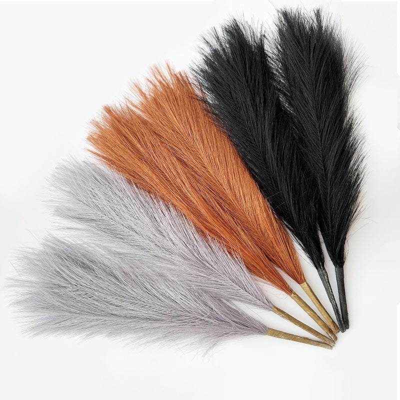 EVODIS Pampas Grass Decor, Fluffy Faux Pampas Grass 6 Stem 18"/45cm Pompous Grass Small Flower Arrangement and Vase Filler for Boho Home Wedding Decoration - Image 1
