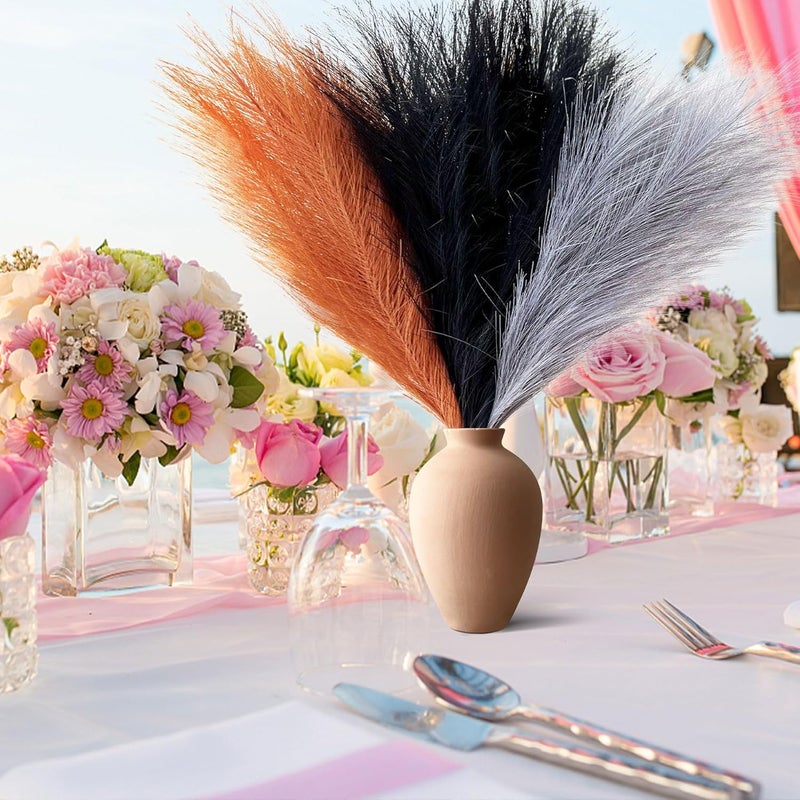 EVODIS Pampas Grass Decor, Fluffy Faux Pampas Grass 6 Stem 18"/45cm Pompous Grass Small Flower Arrangement and Vase Filler for Boho Home Wedding Decoration - Image 5