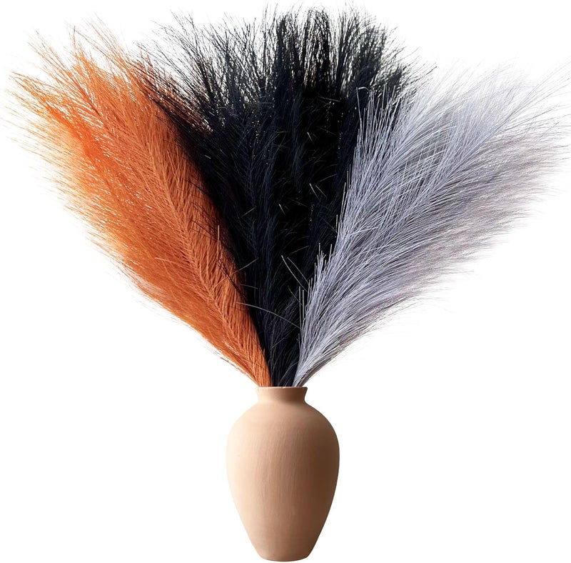 EVODIS Pampas Grass Decor, Fluffy Faux Pampas Grass 6 Stem 18"/45cm Pompous Grass Small Flower Arrangement and Vase Filler for Boho Home Wedding Decoration - Image 2