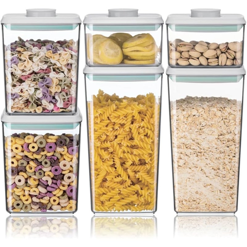 Airtight Food Storage Container Sets with Lids 6Pcs Pop Containers for Kitchen Pantry Organization BPA-Free Stackable Kitchen Storage Containers for Cereal Flour Sugar (0.5, 1.2, 1.8qt)*2