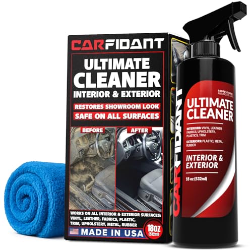 Carfidant Interior Car Cleaner - Removes Stains & Deep Cleans Car Seats, Leather, Fabric, Upholstery, Plastic, Dashboard & More - Car Cleaning Kit & Interior Detailer Spray - 18oz - Image 1