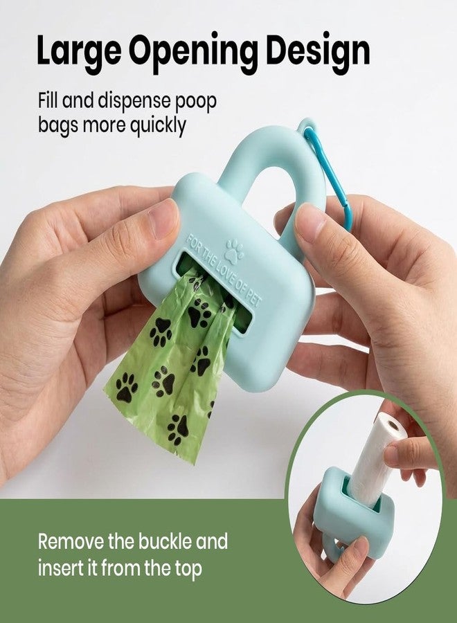 Qpets® Dog Poop Bag Holder Silicone Waste Bag Dispenser with Metal Hook for Leash Hiking Walking Travel Blue - Image 4