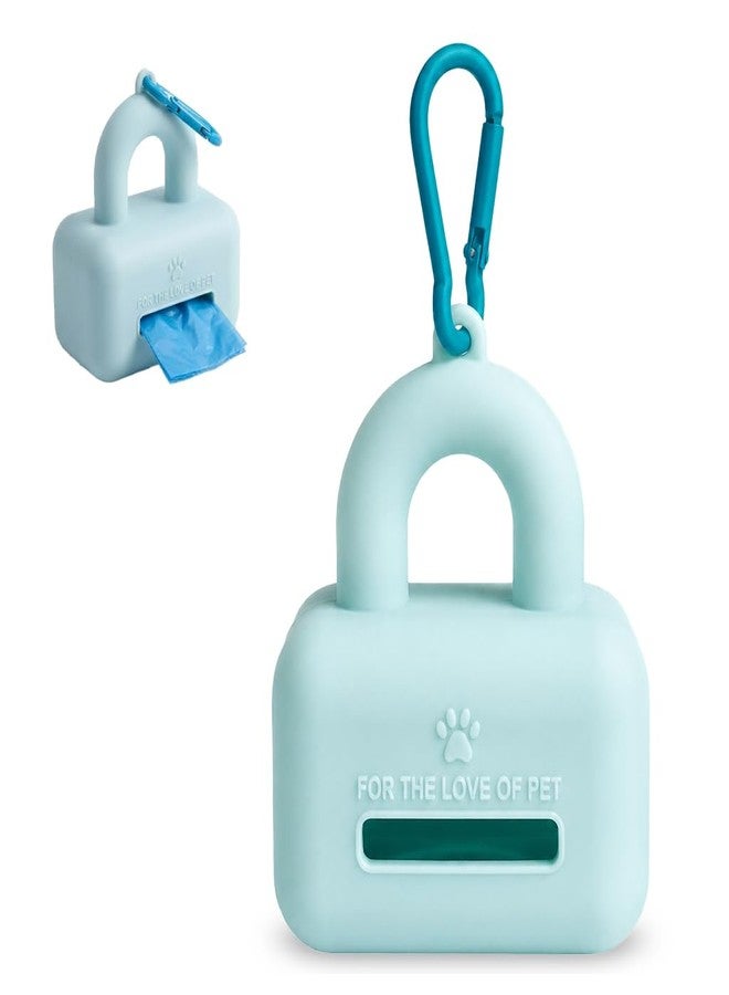 Qpets® Dog Poop Bag Holder Silicone Waste Bag Dispenser with Metal Hook for Leash Hiking Walking Travel Blue - Image 1