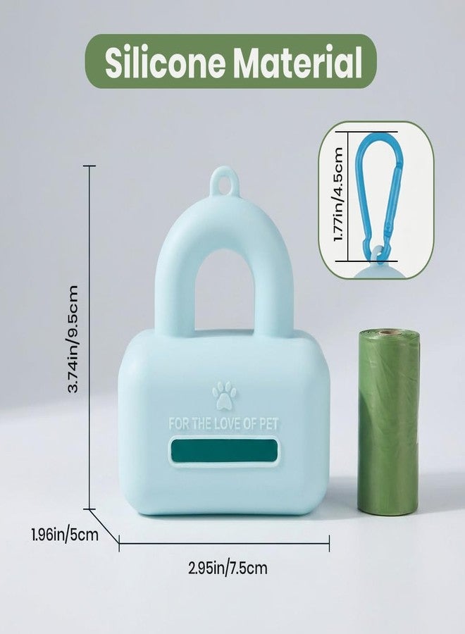 Qpets® Dog Poop Bag Holder Silicone Waste Bag Dispenser with Metal Hook for Leash Hiking Walking Travel Blue - Image 2