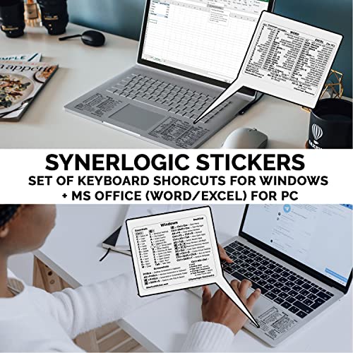 SYNERLOGIC Windows + Word/Excel (for Windows) Quick Reference Guide Keyboard Shortcut Stickers, No-Residue Vinyl (Clear/Large/Combo) - Image 4