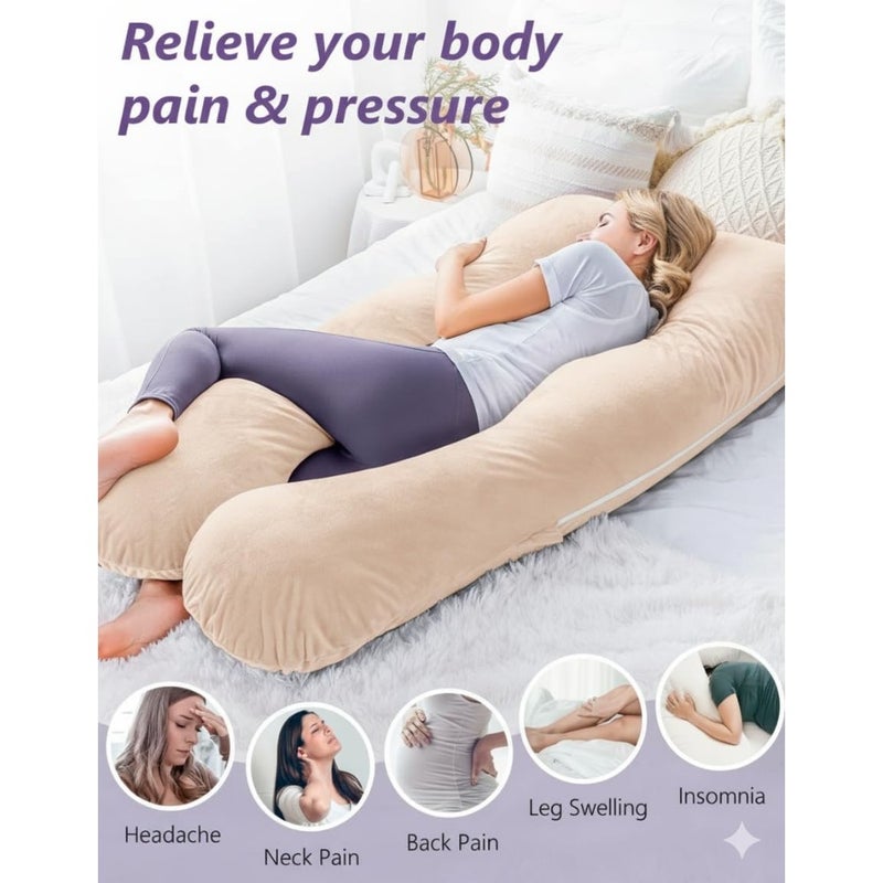 Maternity Pillow U-Shaped Full Body Pregnancy Cushion with Removable Cover Back Belly Legs Hip Support for Sleeping Multi-Purpose Nursing Relax Pillow for Women - Image 2