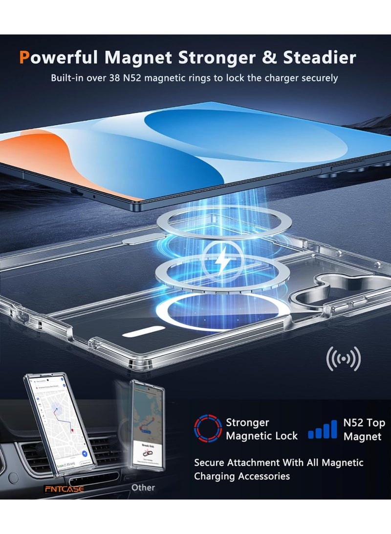 Magnetic for Samsung Galaxy Z Fold 7 Case, Come with HD Tempered Glass Screen Protector, Anti Yellowing, Hard PC Back Soft Edge Cover, Transparent - Image 3