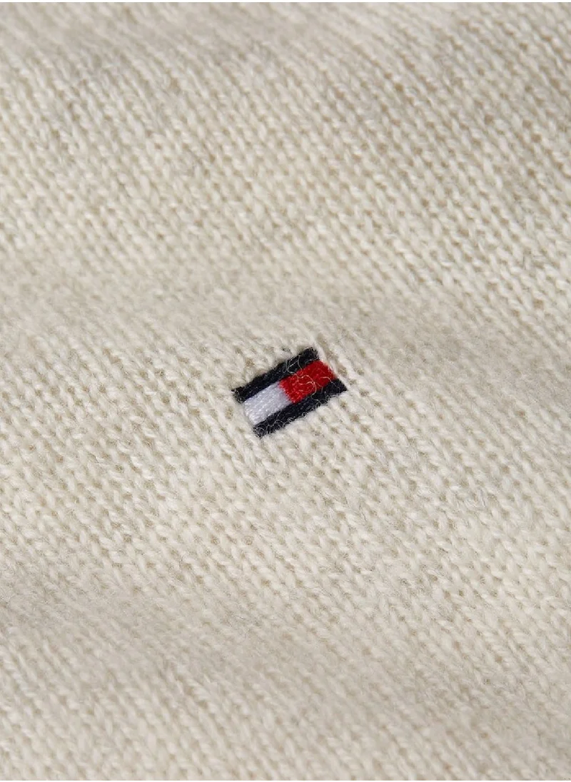 TOMMY HILFIGER Women's Crew Neck Sweater - Wool, Beige