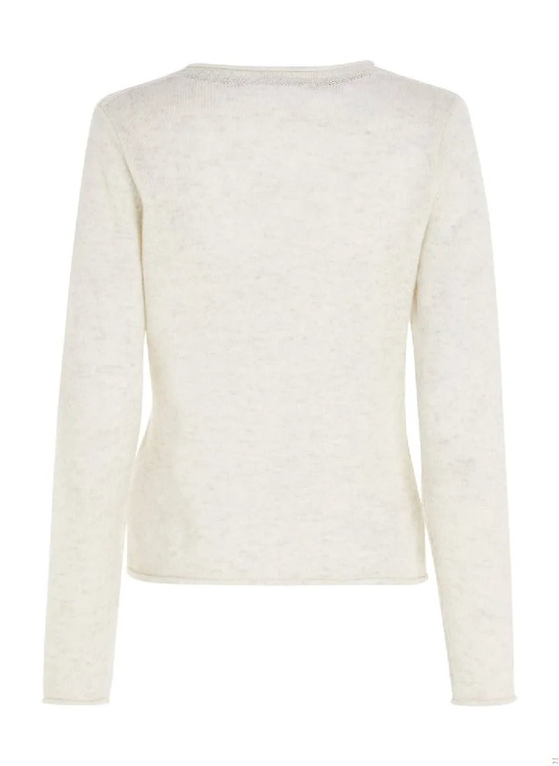 TOMMY HILFIGER Women's Crew Neck Sweater - Wool, Beige