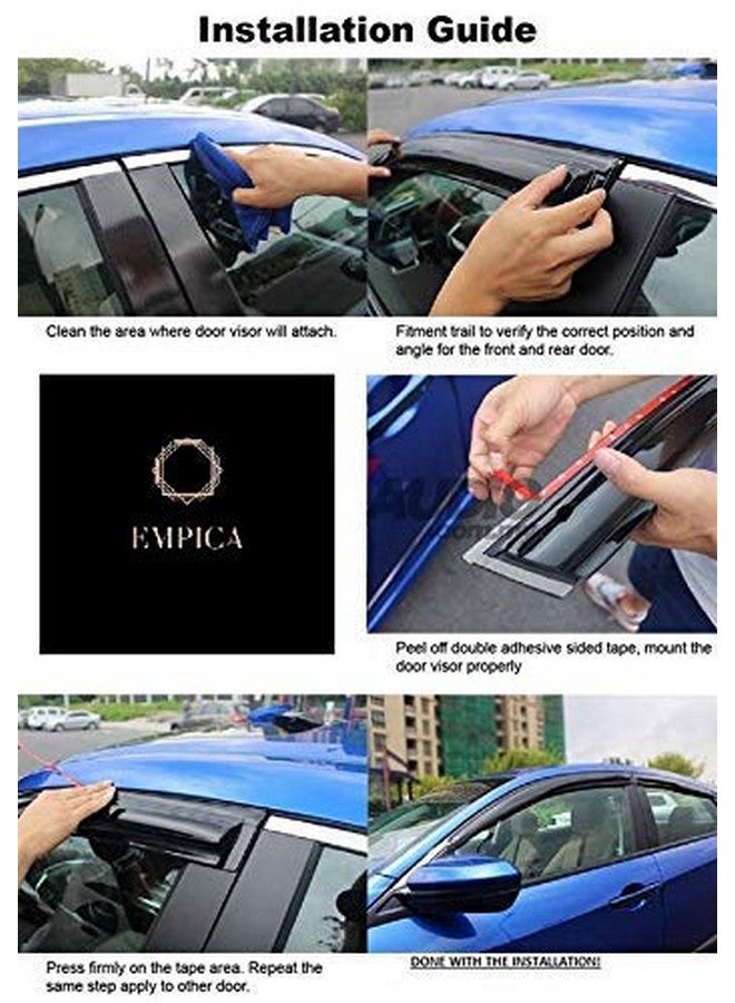 EMPICA حاجب باب إمبيكا غير القابل للكسر، مصبوب بالحقن، واقي من الرياح، واقي من المطر، متوافق مع ماروتي سوزوكي جيمني (2023-الحاضر) (مجموعة من 6 قطع) - Image 3
