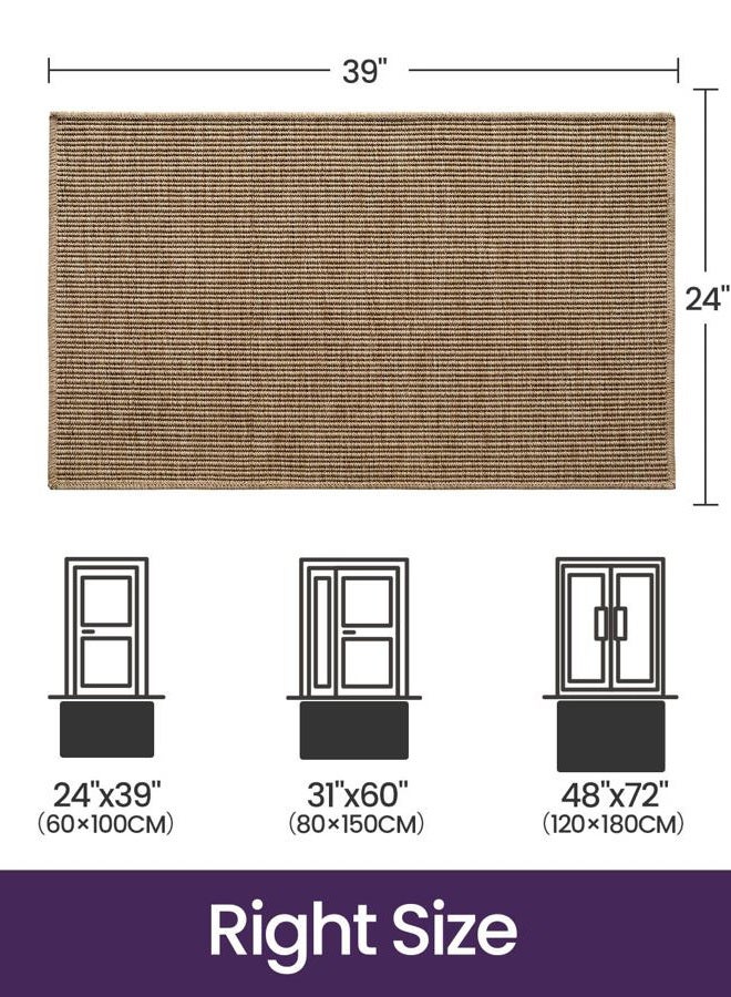 DEXI Dirt Trapper Doormat, 24x39 Inch, Washable, Stain Resistant and Absorbent, Easy to Clean, Flat Floor Rugs for Entrance, Front Door and Indoor Entrance, Beige - Image 2