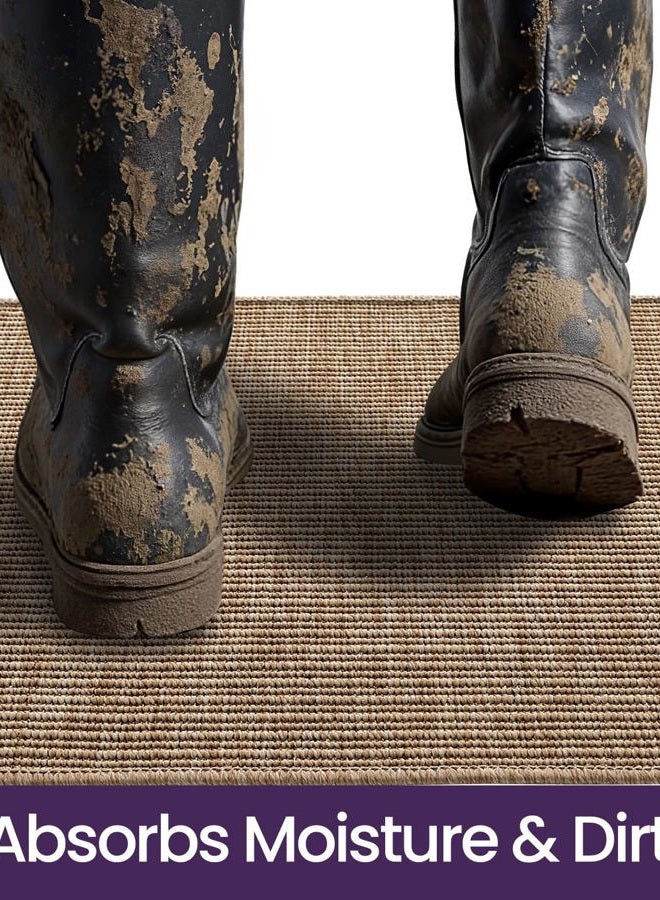 DEXI Dirt Trapper Doormat, 24x39 Inch, Washable, Stain Resistant and Absorbent, Easy to Clean, Flat Floor Rugs for Entrance, Front Door and Indoor Entrance, Beige - Image 4