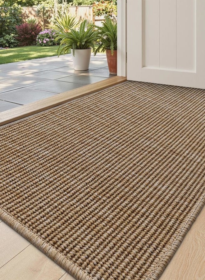 DEXI Dirt Trapper Doormat, 24x39 Inch, Washable, Stain Resistant and Absorbent, Easy to Clean, Flat Floor Rugs for Entrance, Front Door and Indoor Entrance, Beige - Image 1