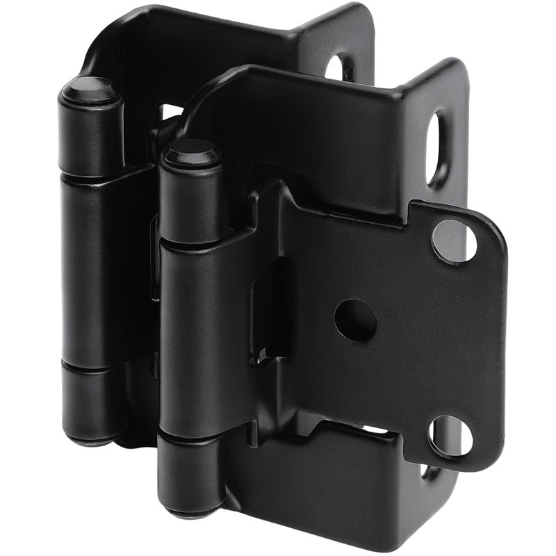 DecoBasics 50 Pack 1/2" Overlay Black Cabinet Hinges for Cabint Doors (25 Pairs) â€“ Self-Closing Partial Wrap Semi-Concealed Face Frame Hinge for Cupboard & Kitchen Doors w/Screws & Quiet Bumpers - Image 1