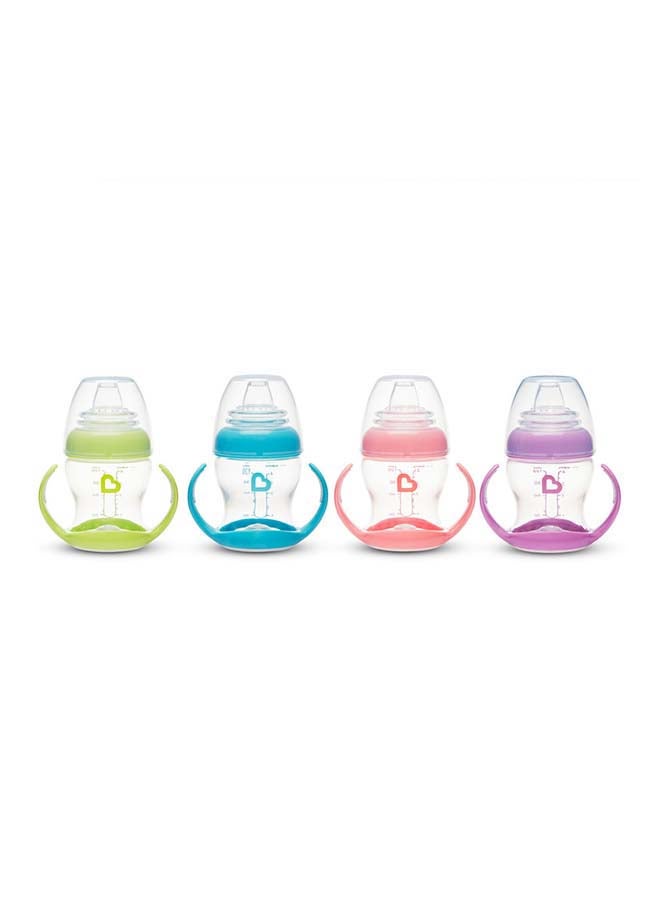 Munchkin Gentle Transition Clear 4oz Baby Bottles (Refreshed Design), Assorted Colors, Pack of 4 - Image 1