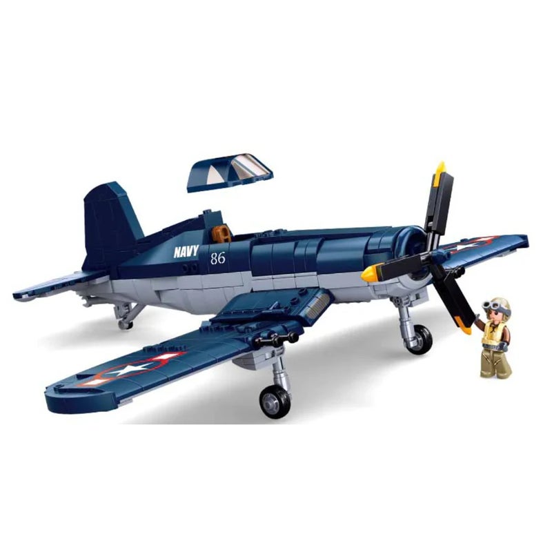Sluban - WWII Army F4U American Fighter Aircraft Bricks Set 550 Pieces - M38-B1109 - Image 4
