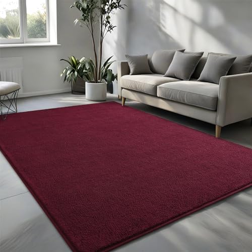 Pettop 4x6 ft Burgundy Red Area Rugs for Bedroom Living Room Washable Memory Foam Indoor Carpet Modern Aesthetic Minimalist Non Slip Soft Comfy Carpet for Boys Girls Dorm Home Decor - Image 3
