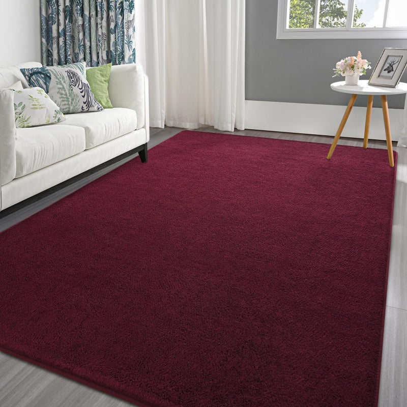 Pettop 4x6 ft Burgundy Red Area Rugs for Bedroom Living Room Washable Memory Foam Indoor Carpet Modern Aesthetic Minimalist Non Slip Soft Comfy Carpet for Boys Girls Dorm Home Decor - Image 2