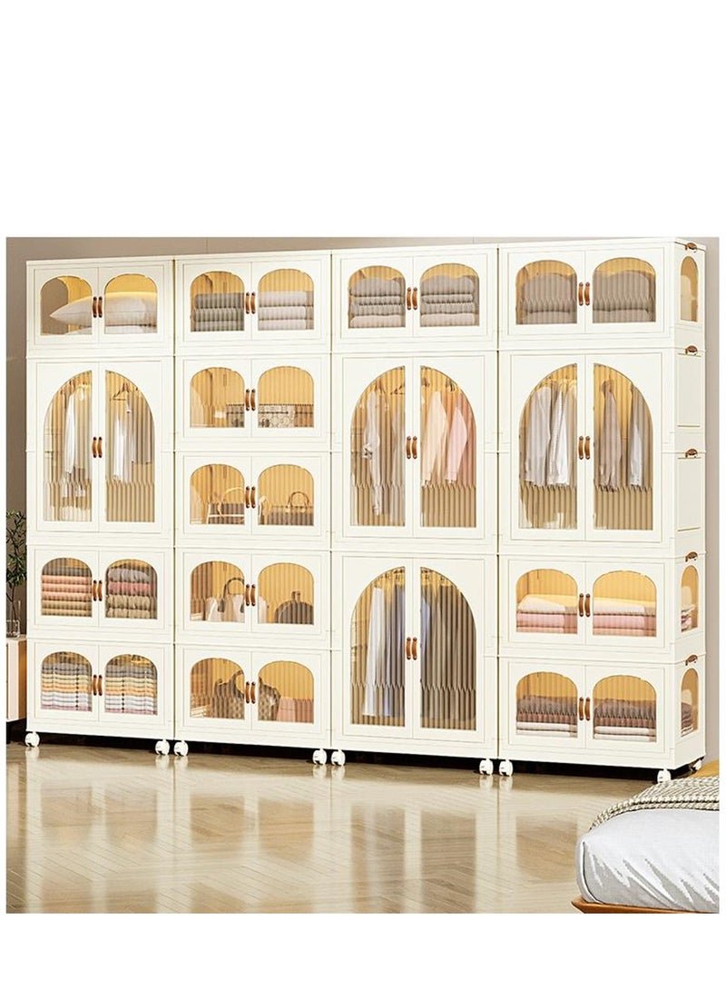 Generic Multifunctional folding storage cabinet, clothes, shoes, hats and bags storage cabinet, cosmetics storage box, coffee, milk, drinks, snacks storage box, 55*32.5*156.5cm, 5 layer  - Image 4