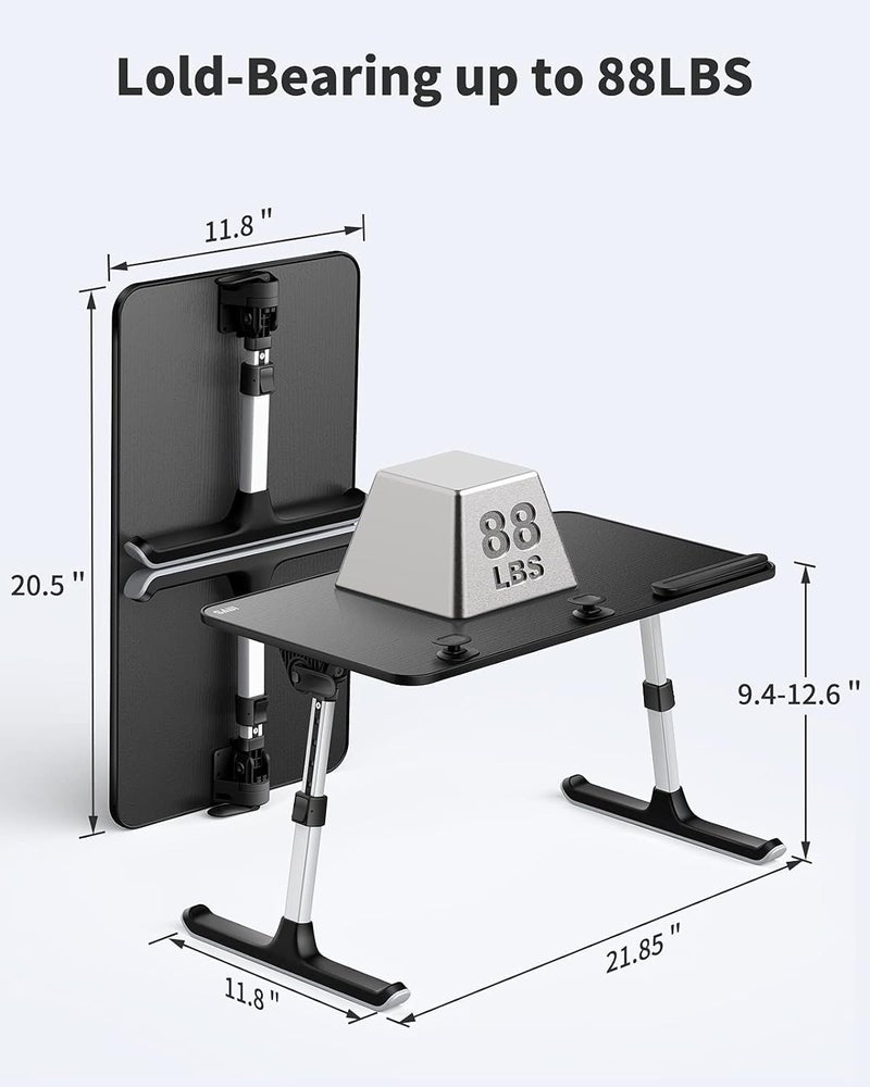 SAIJI Height & Angle Adjustable Laptop Stand for Bed, Lap Desk Bed Tray Table, Light Weight Foldable Portable Laptop Table for Couch Sofa Chair Floor Desk for Adults, Kids (Black) - Image 5