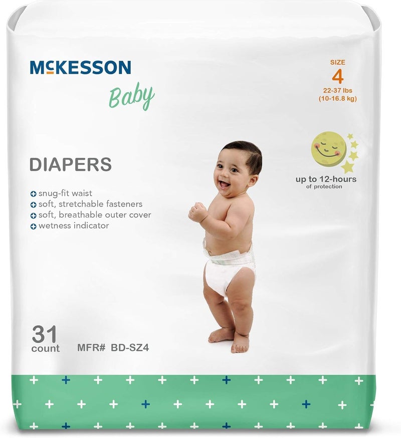 McKesson Baby Diapers Size 4 22 lbs to 37 lbs 31 Count 1 Pack - Image 1