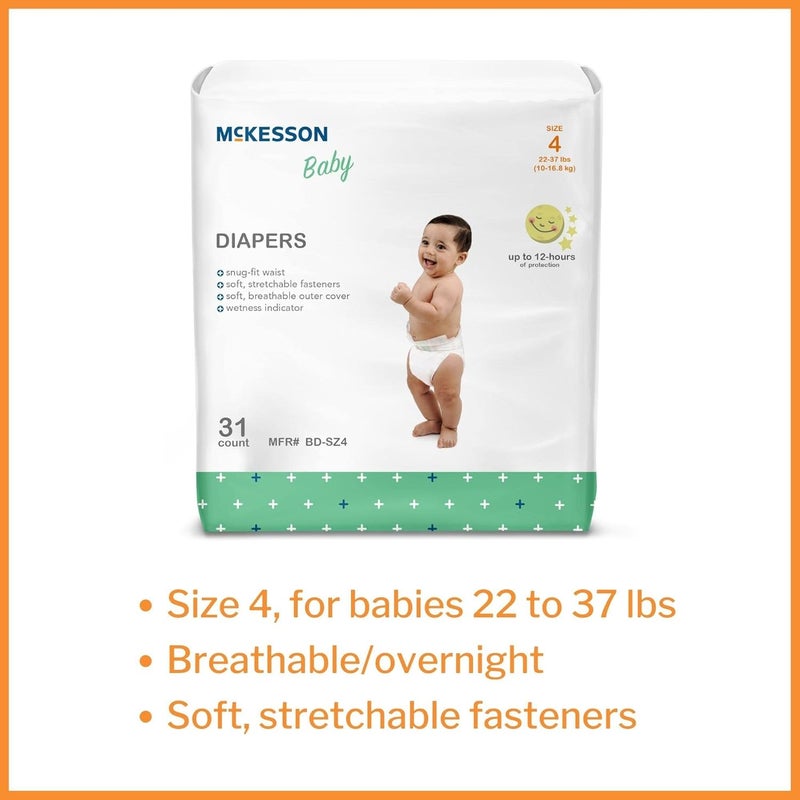 McKesson Baby Diapers Size 4 22 lbs to 37 lbs 31 Count 1 Pack - Image 2