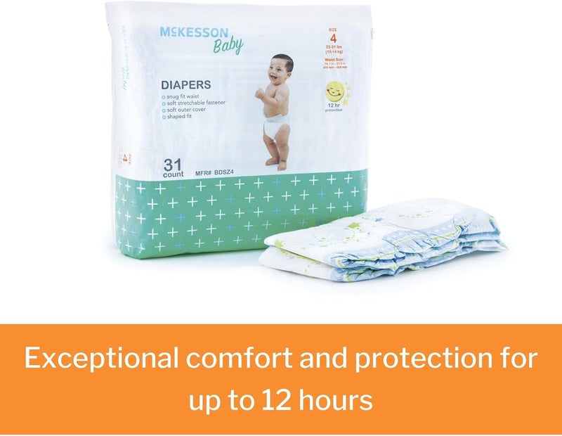 McKesson Baby Diapers Size 4 22 lbs to 37 lbs 31 Count 1 Pack - Image 3