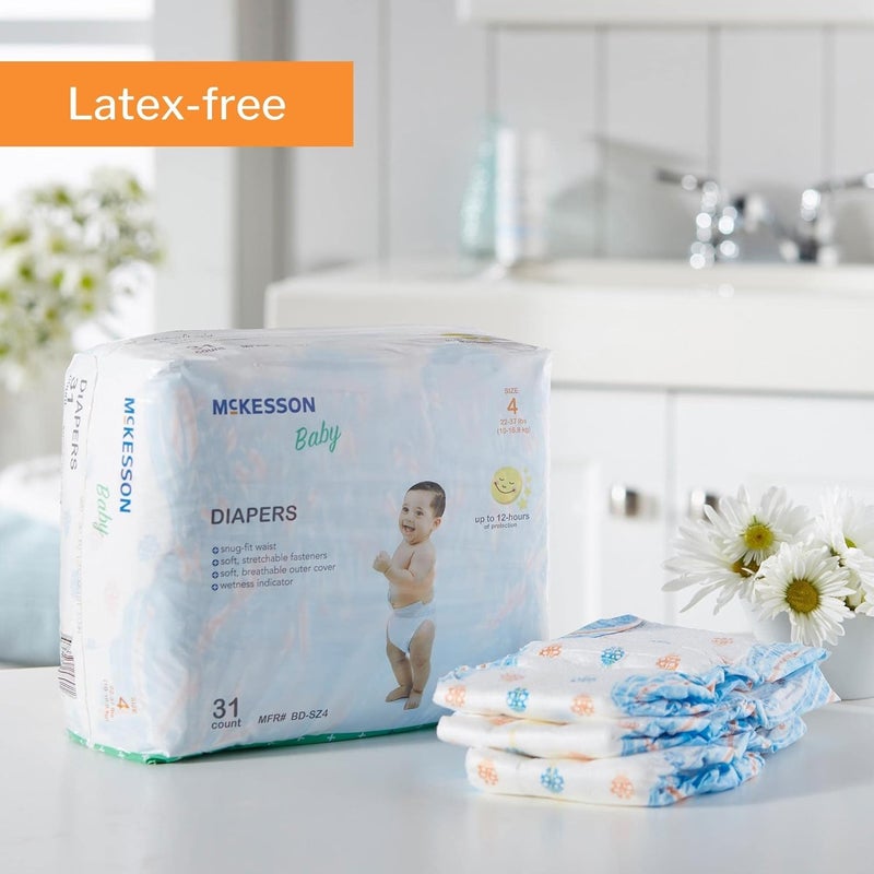 McKesson Baby Diapers Size 4 22 lbs to 37 lbs 31 Count 1 Pack - Image 5