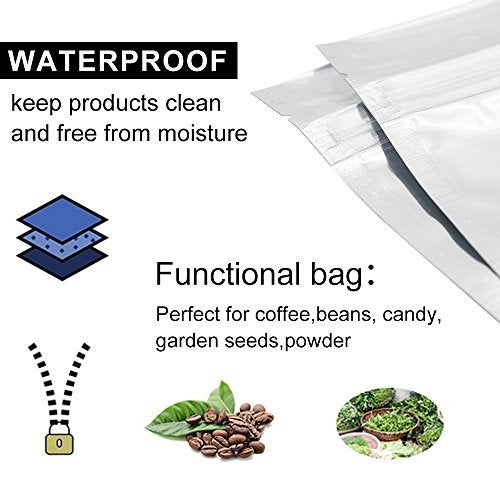 GooGou Resealable Zip Mylar Bag Food Storage Aluminum Foil Bags Smell Proof Pouches 3.9x5.9" 100pcs - Image 5