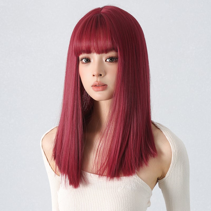 Women's Fashion Wig Long Straight Wig with Bangs Trendy Ladies' Hair Wig with Hair Net for Women Party Daily Use - Image 1