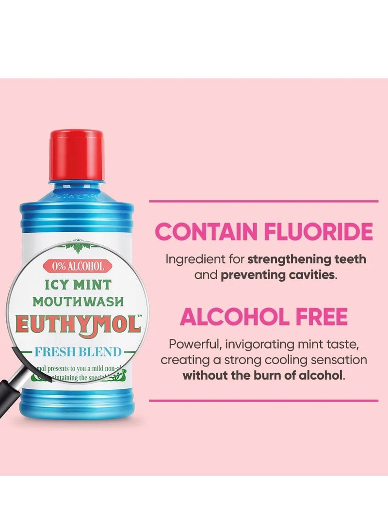 Euthymol غسول فم إيثيمول بنكهة النعناع البارد 500 مل، يحتوي على فلورايد، خالي من الكحول، نكهة قوية مميزة، يقلل من اللويحات، ينظف اللثة، يحافظ على صحة الأسنان واللثة، ينعش النفس، رعاية يومية منعشة للفم والأسنان - Image 2