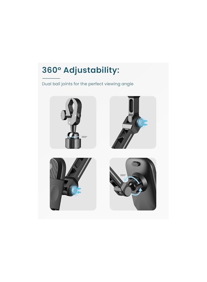 S-TOP Rear View Mirror Phone Holder, 360° Rotation, Aluminum Mount for All Cell Phones, Adjustable Visor Clip Car Phone Mount, Multi-Angle Adjustment and Secure Fit - Image 2