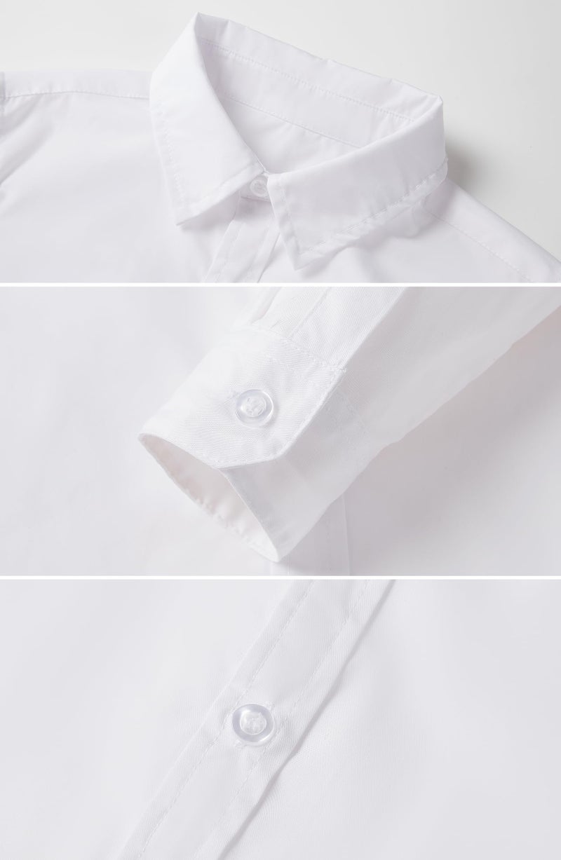 SOLOCOTE Girls White Dress Shirt Long Sleeve School Uniform Blouse Formal Button Down Top for Big Kids White 11-12 Years - Image 4