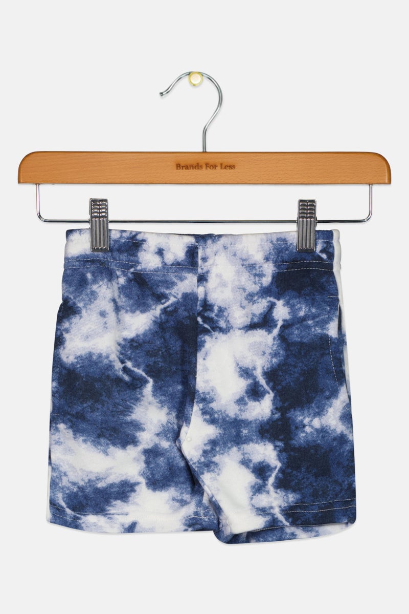 brooklyn Toddlers Boy Tie Dye Basic Shorts, White - Image 1