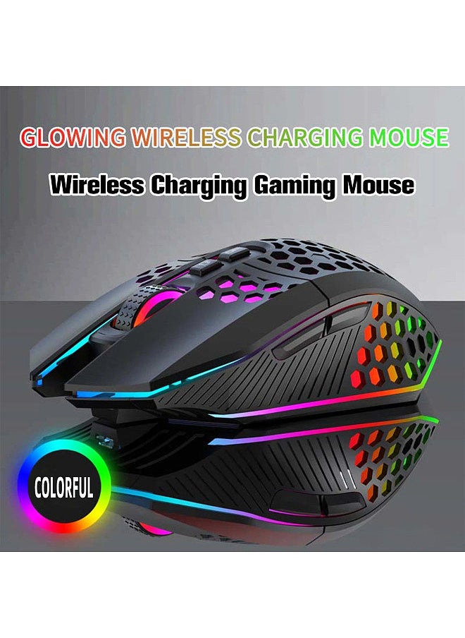 2.4G Wireless Mouse Portable Cordless Computer Mouse for Notebook PC Laptop with USB Receiver Colorful LED Light 800/1200/1600 3-Level DIP Built-in Rechargeable Battery