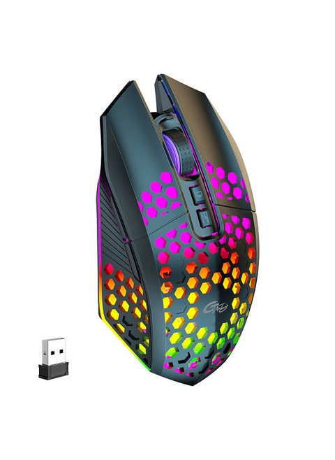 2.4G Wireless Mouse Portable Cordless Computer Mouse for Notebook PC Laptop with USB Receiver Colorful LED Light 800/1200/1600 3-Level DIP Built-in Rechargeable Battery
