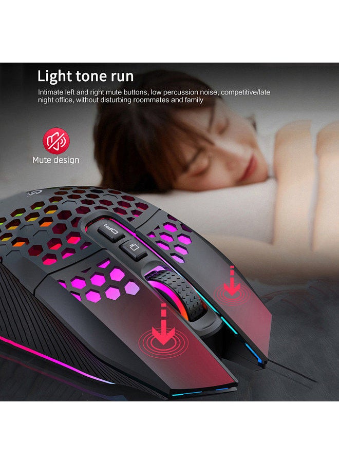 2.4G Wireless Mouse Portable Cordless Computer Mouse for Notebook PC Laptop with USB Receiver Colorful LED Light 800/1200/1600 3-Level DIP Built-in Rechargeable Battery