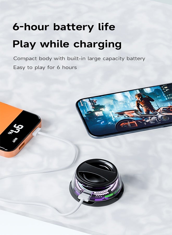 مكبر صوت بلوتوث محمول 6 ساعات تشغيل، قابل للطفو، إقران ستيريو لاسلكي، مع شحن من النوع C، مكبر صوت لاسلكي يدعم اتصال سلسلة ثنائي الجهاز، يتميز بملحق مغناطيسي وإضاءة RGB، مثالي للاستخدام المنزلي والخارجي والمشي لمسافات طويلة، أسود - Image 5