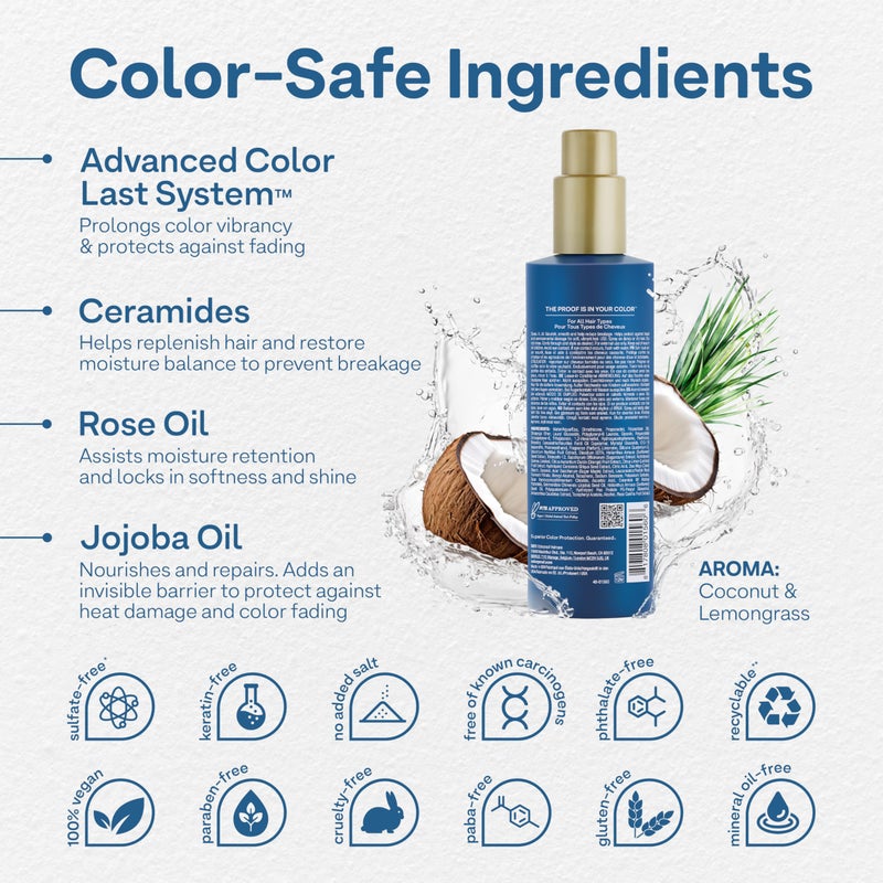 Colorproof Leave-In Treatment Spray 8.5 Fl. Oz. Heat Protection Spray for Hair, Smoothing and Detangling Spray with Color Protection, Coconut & Lemongrass Scent - Image 2