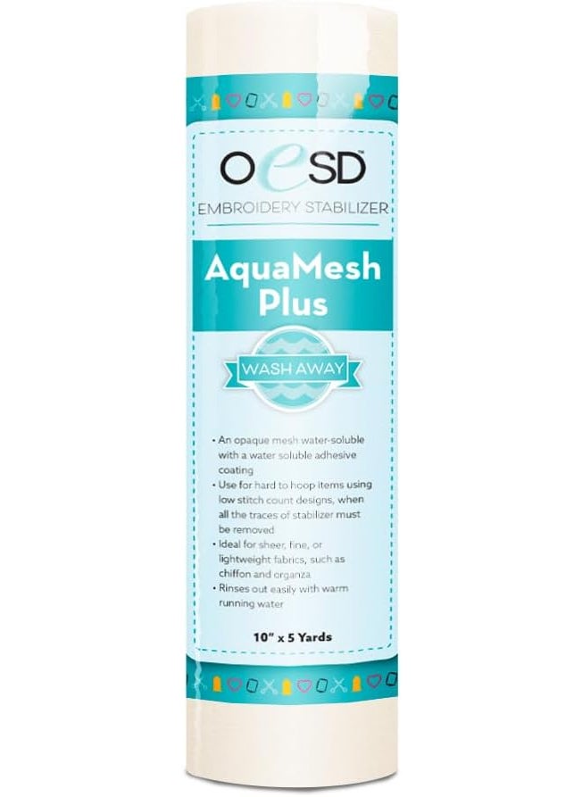 OESD AquaMesh Plus Wash Away Water Soluble Embroidery Stabilizer 10 x 5 Yd Roll  - Image 1