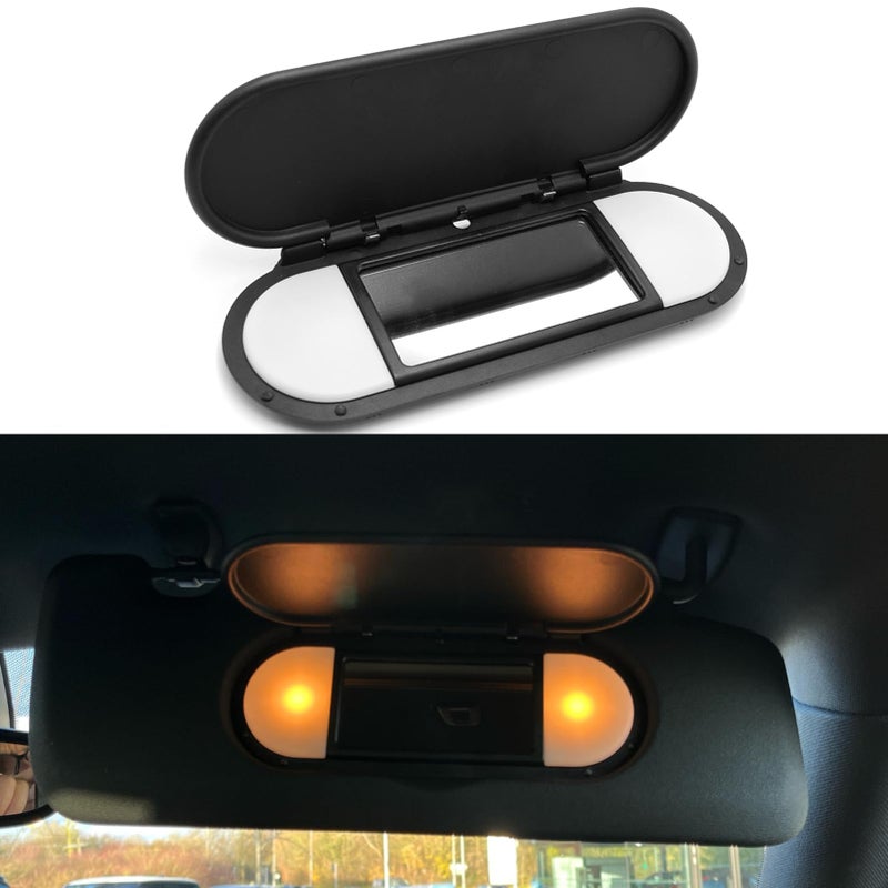 Generic Abodvu Compatible with Mini Cooper Sun Visor Vanity Mirror Cover 2015-2022,Front Visor Illuminated Mirror Cover Replacement F55/56/60 for Left/Right,1PCS Sun Visor Makeup Mirror Buckle Cover,Black  - Image 1