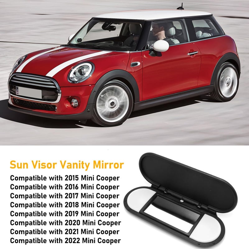 Generic Abodvu Compatible with Mini Cooper Sun Visor Vanity Mirror Cover 2015-2022,Front Visor Illuminated Mirror Cover Replacement F55/56/60 for Left/Right,1PCS Sun Visor Makeup Mirror Buckle Cover,Black  - Image 2