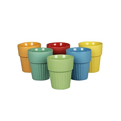 miah decor Tea Chai Milk Coffee Small Glass/Cups/Mug (Multicoulour) 150 ml -Set of 6 Stoneware Cutting Chai Glasses; Microwave & Diswasher Safe - Image 4